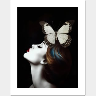 Art Deco Style Woman and Butterfly Posters and Art